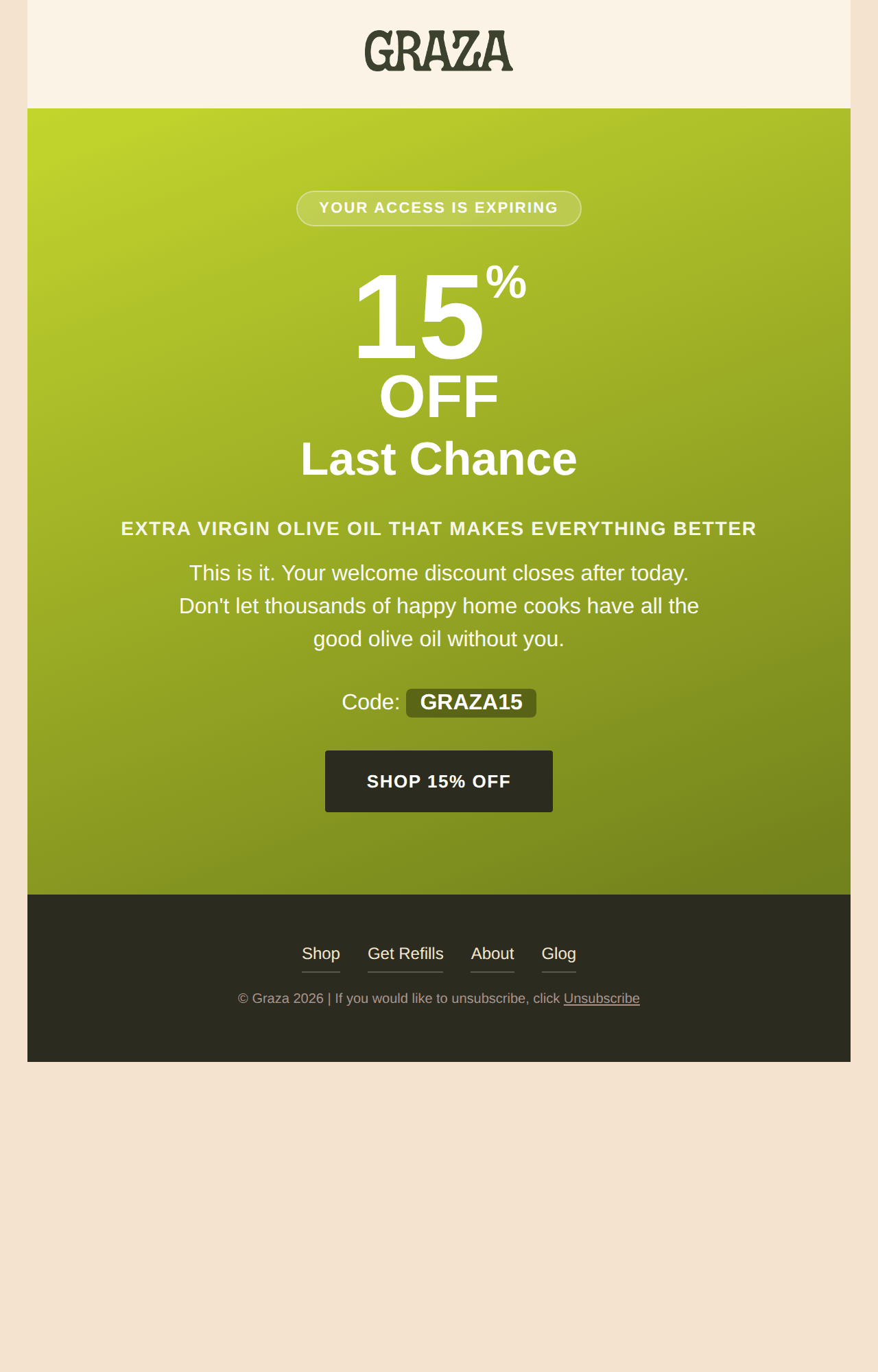 New Graza email 7, last chance