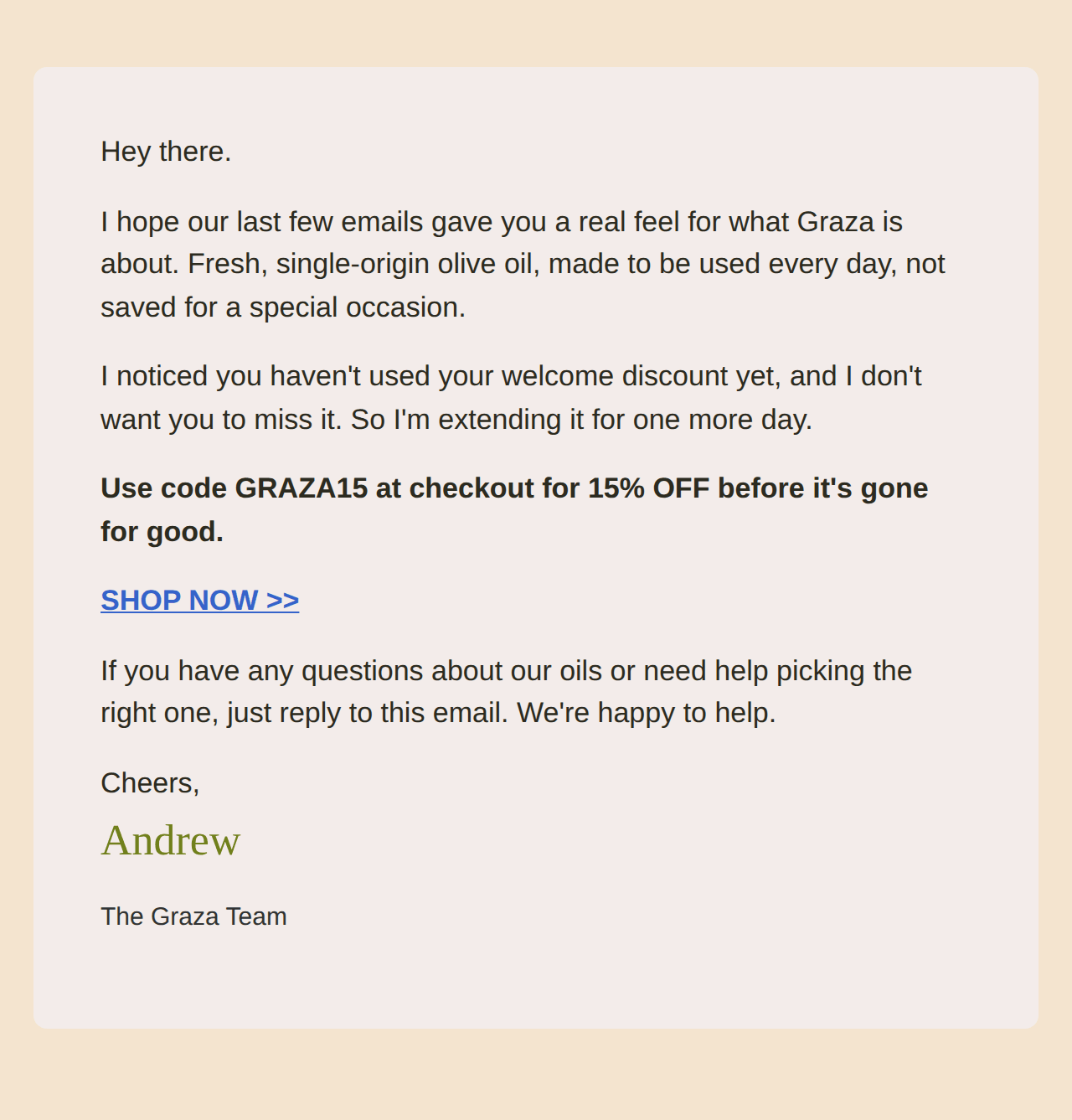New Graza email 8, founder note