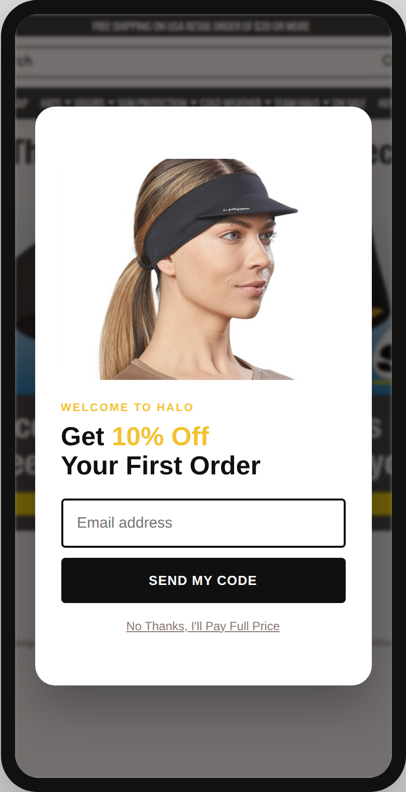 Halo Headband mobile popup