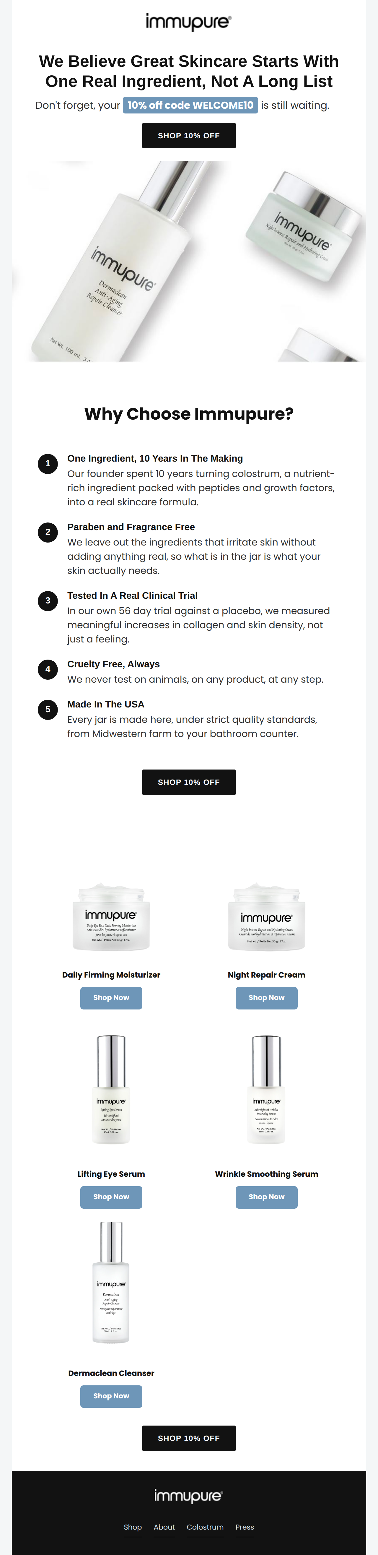New Immupure email 3, brand mission and USPs