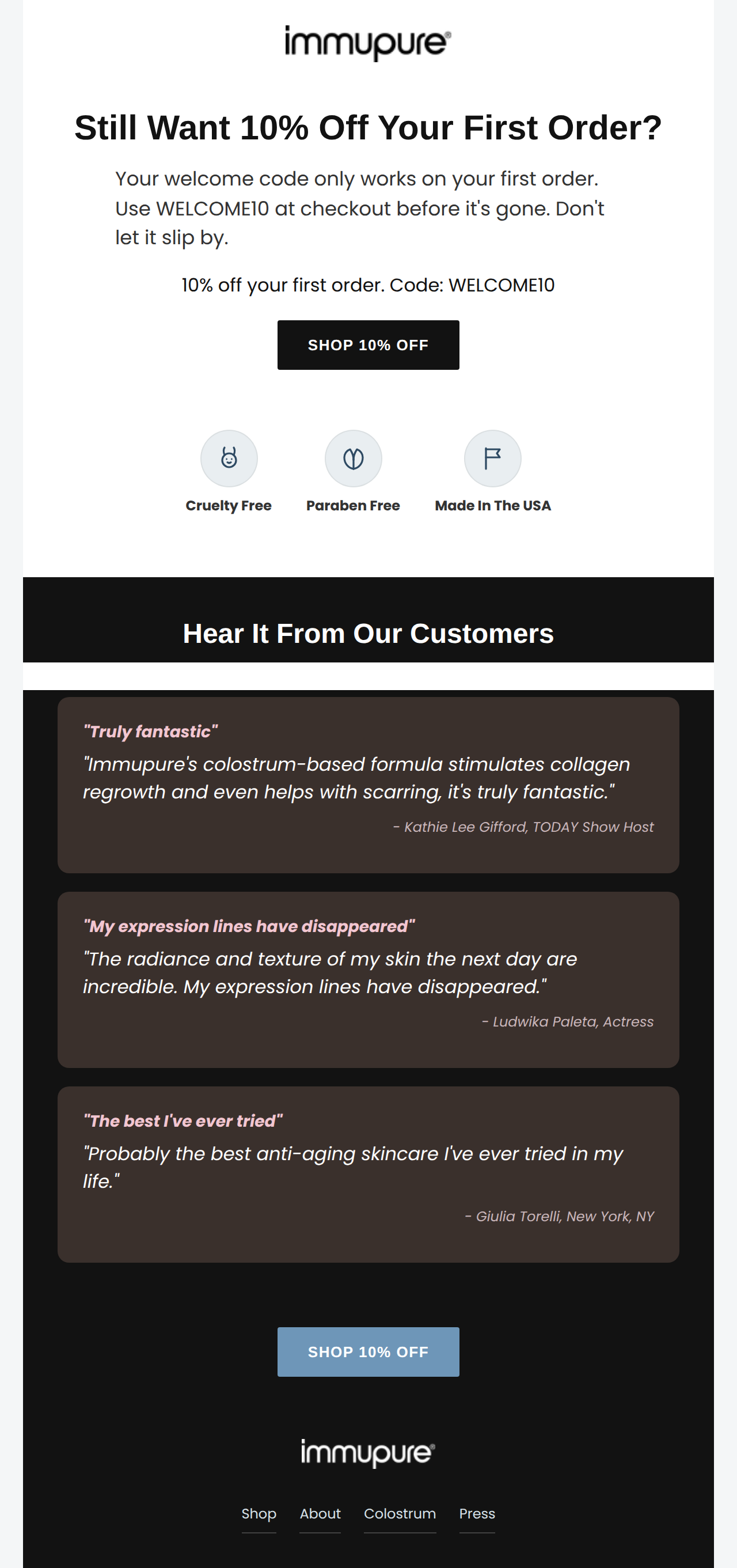 New Immupure email 4, discount reminder