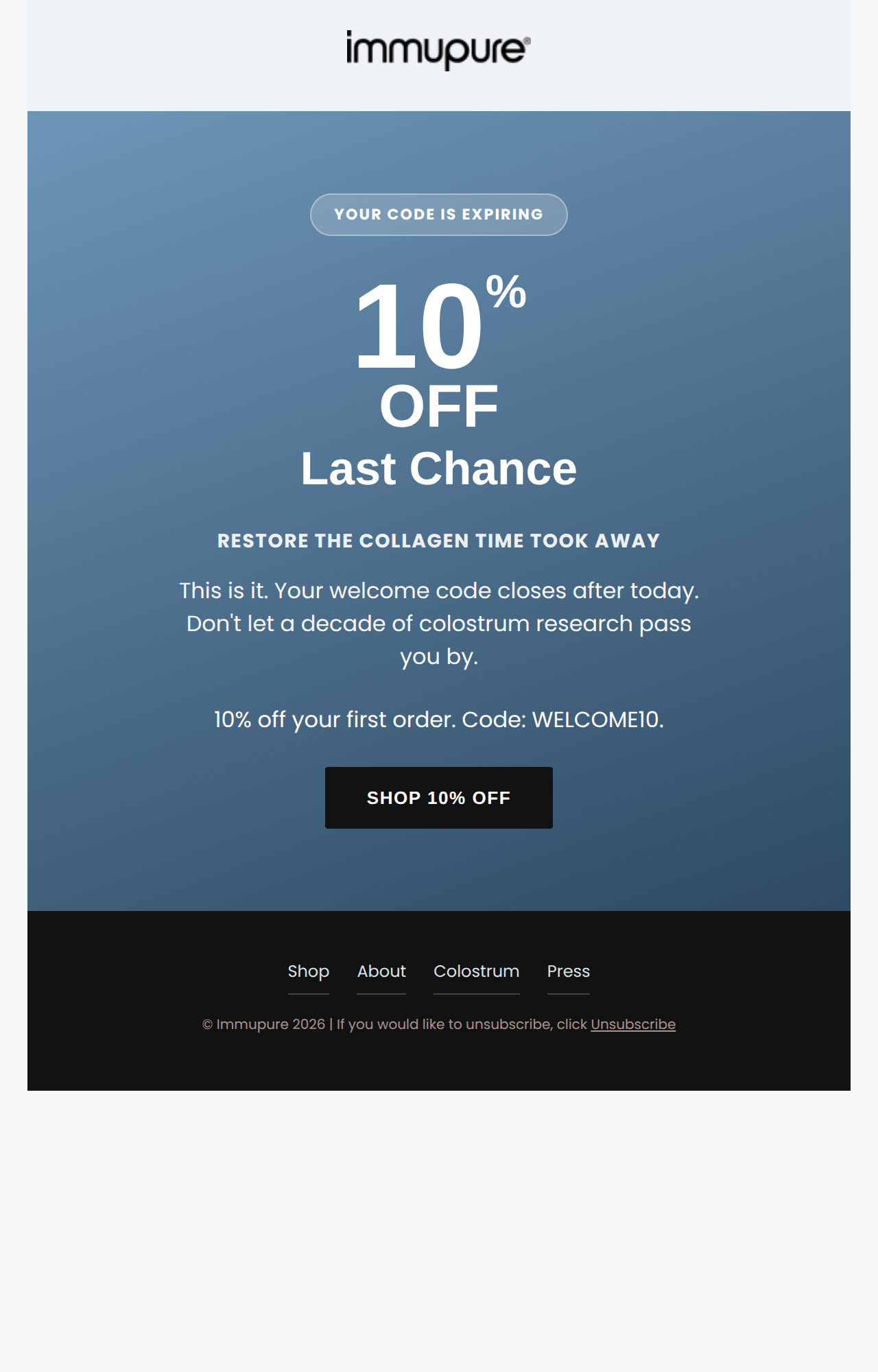 New Immupure email 7, last chance